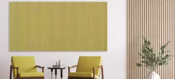 Loungebereich mit Stühlen und Akustikwandpanel